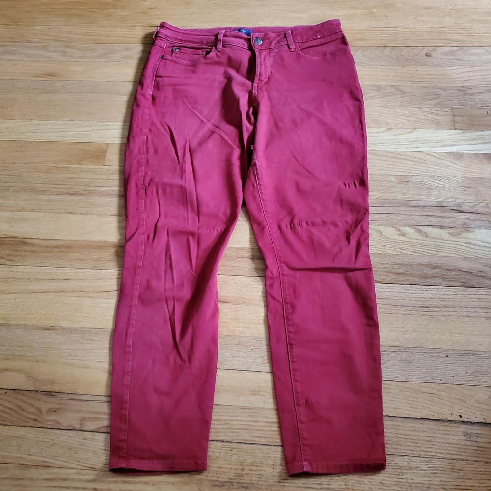 NYDJ Not Your Daughters Jeans Women Size 10 Red Straight Leg Stretch Pants